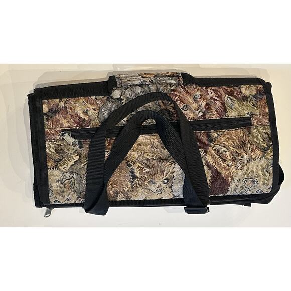 Vintage Cat Lovers Tapestry Shopping Travel Fold Up Rolling Tote Collapsible Bag - Picture 9 of 14